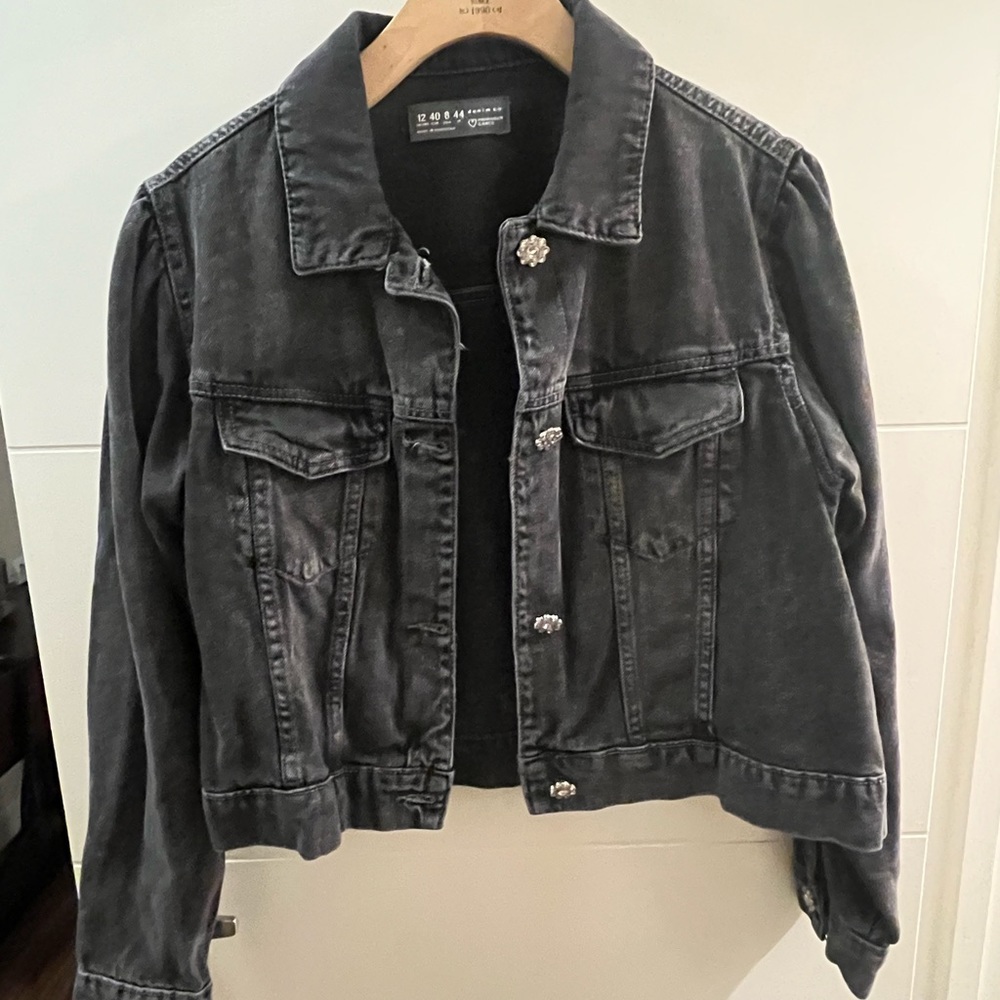 Denim jacket with bling buttons